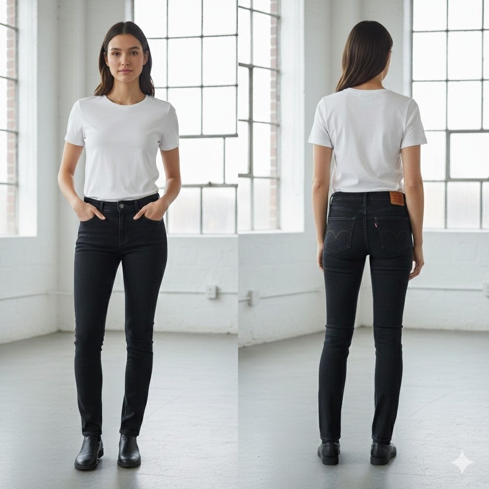Levi's Mid Rise Skinny Jeans 12S W31 L30 Black‎ Stretch Sculpt Denim